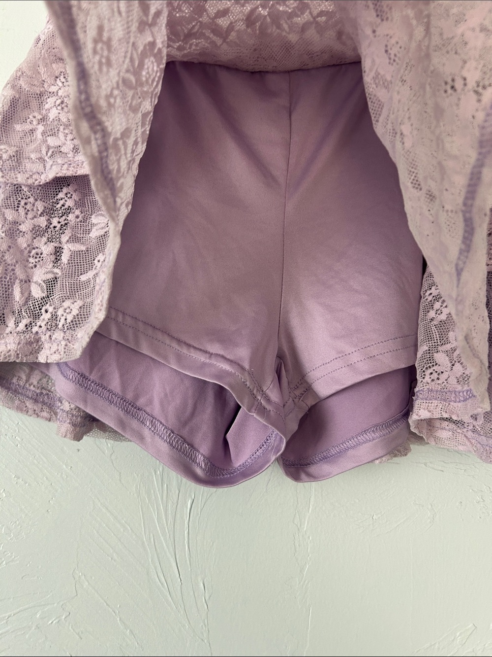 Lavender Lilac Lace Ruched Ruffle Skort - Picture 2 of 5